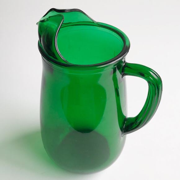 Vintage MCM Anchor Hocking Emerald Green Glass Water Pitcher 5 Cup Juice Drink - Picture 7 of 15
